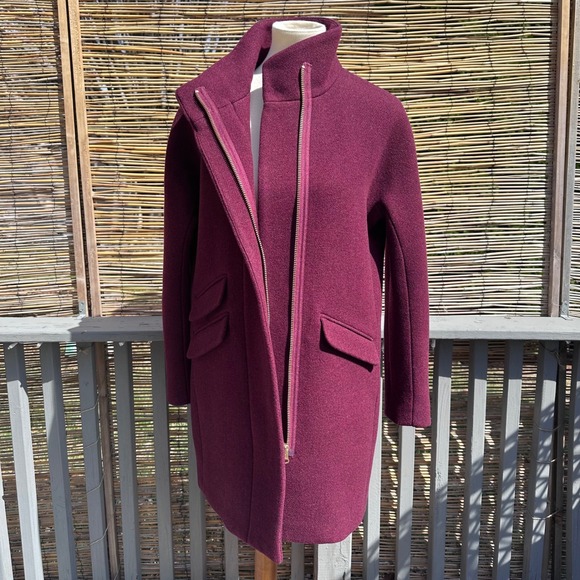 J.Crew Cocoon Coat Italian Stadium Cloth Nello Gori Wool Burgundy Size M - Picture 3 of 11